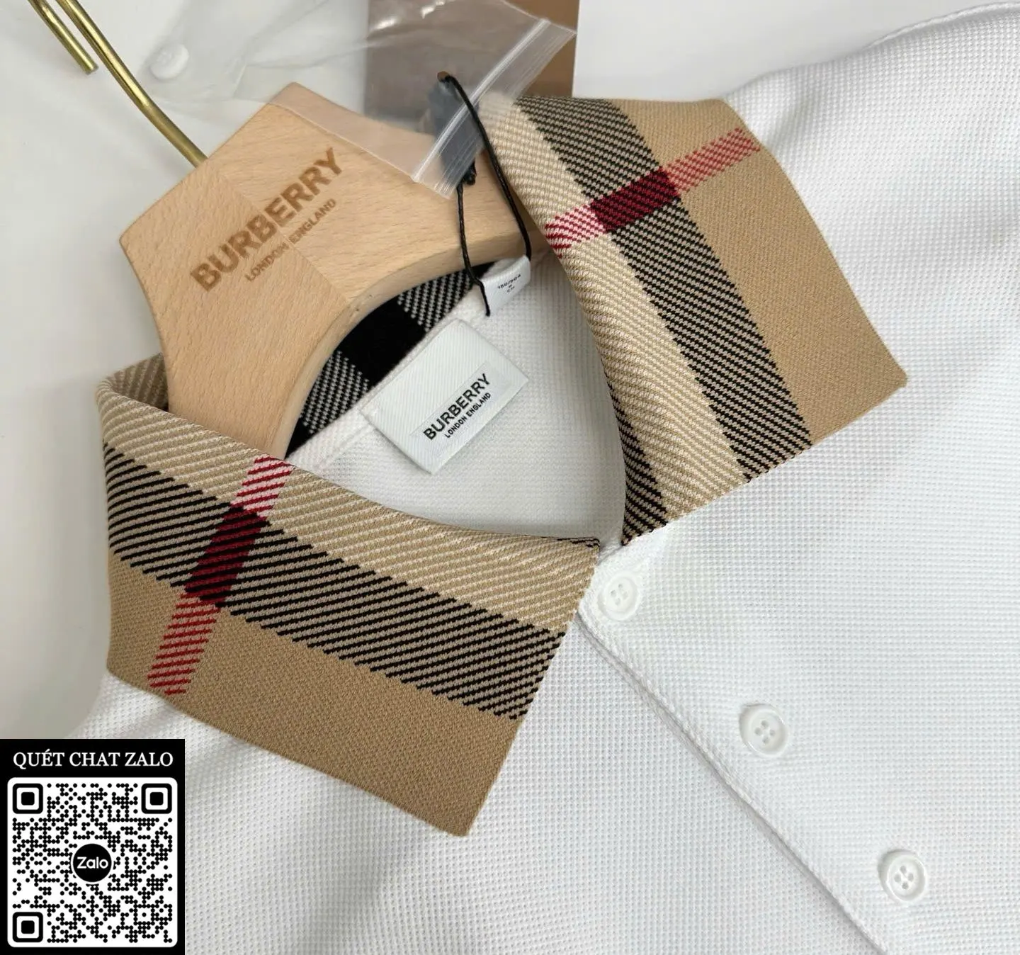 Áo polo nam màu trắng BBR Burberry mã 6 cực phẩm sành điệu cao cấp