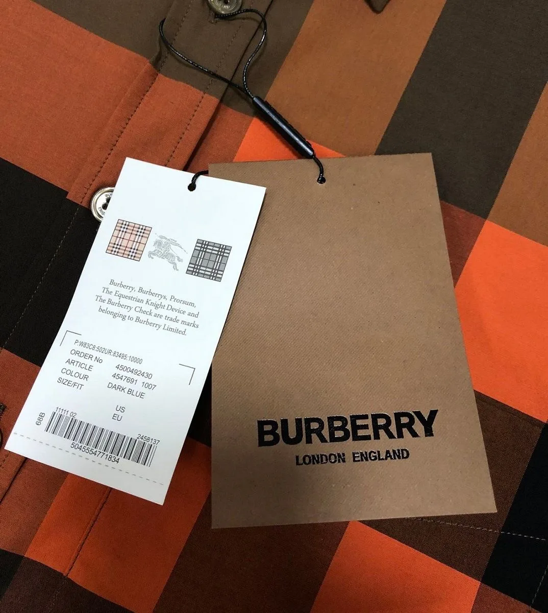 Ao so mi hieu Burberry nam màu cam tay dài mã 10 BBR đa năng