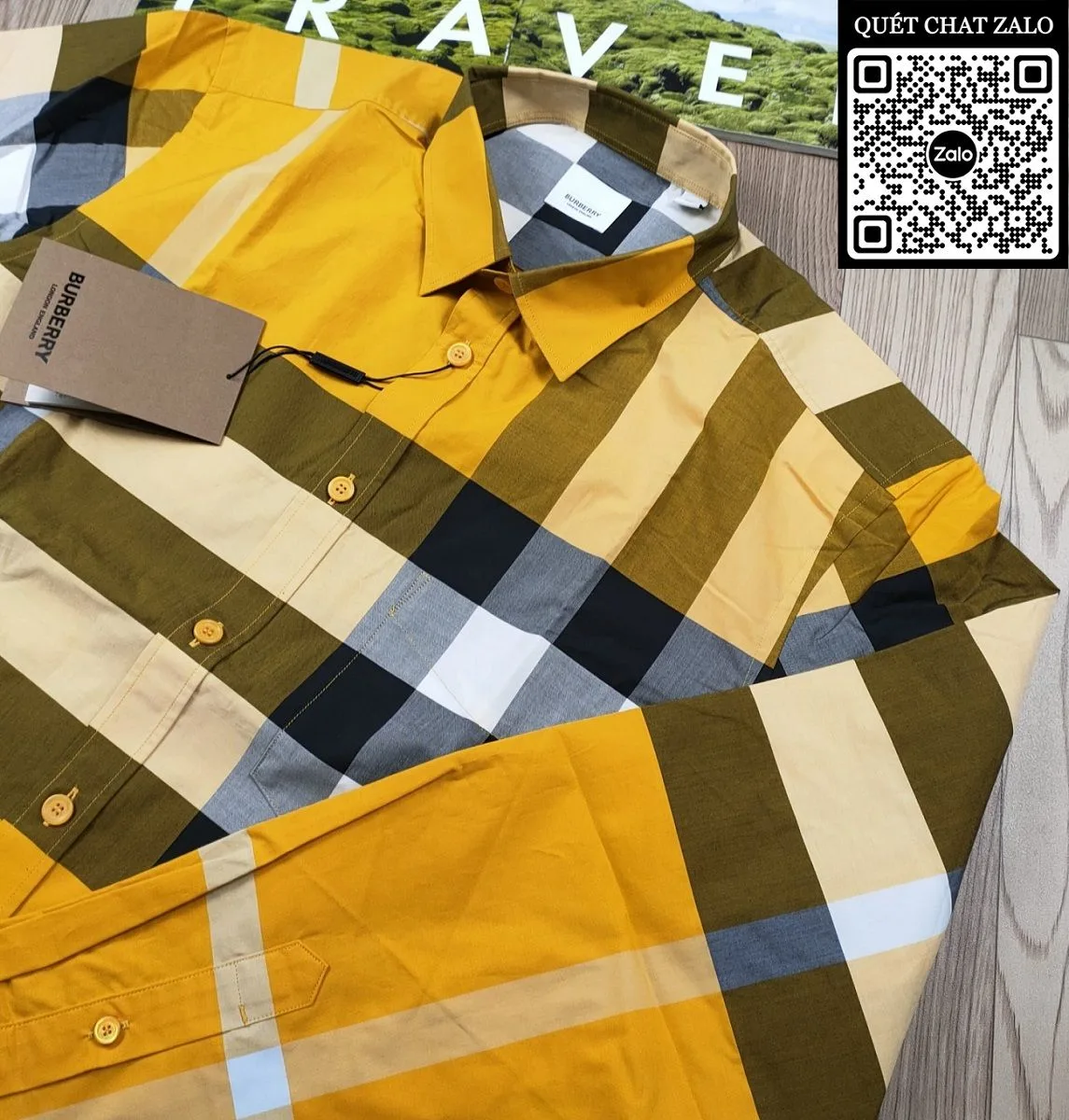 Áo kẻ Burberry sơ mi vàng caro tay dài nam BBR mã 11 chuẩn dáng Áo kẻ Burberry sơ mi vàng caro tay dài nam BBR mã 11 chuẩn dáng