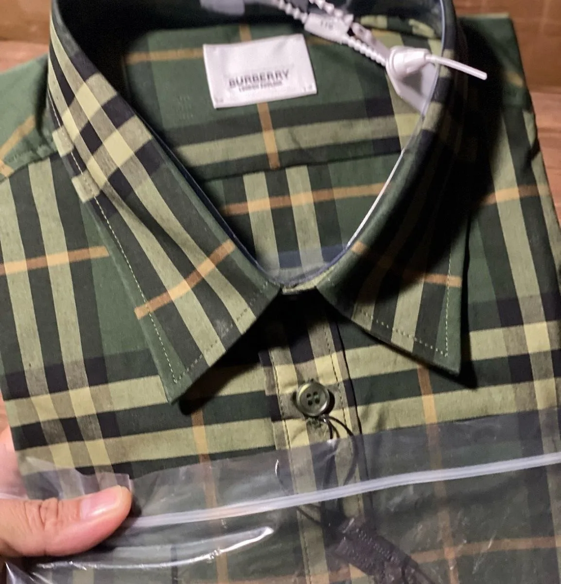 Áo dài tay Burberry nam mã 15 sơ mi xanh kẻ sọc caro thích ngay