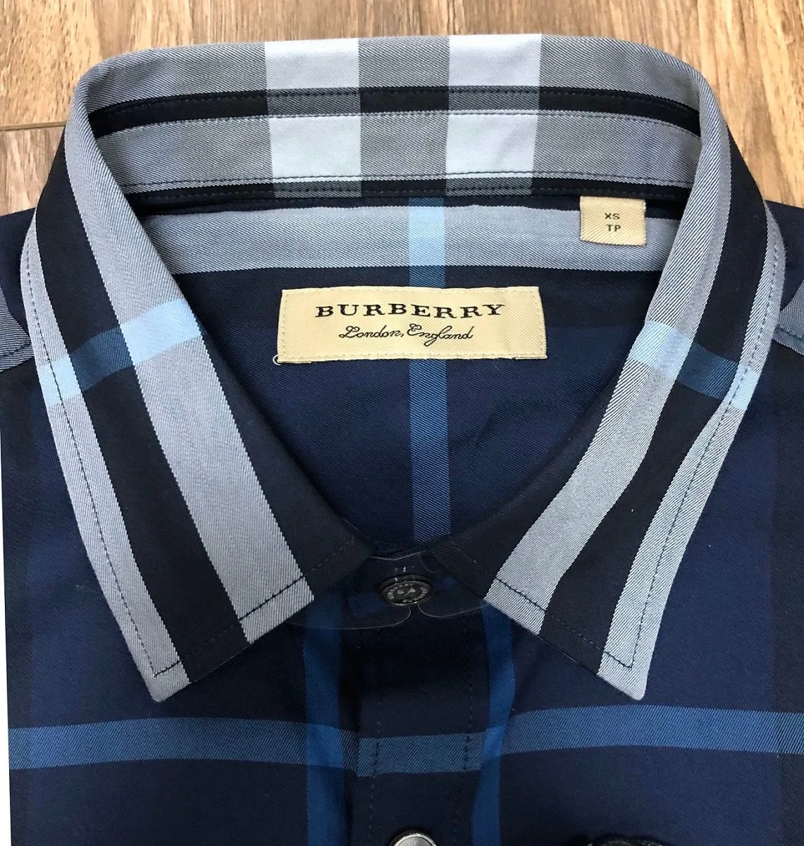 Áo sơ mi Burberry nam màu xanh kẻ caro tay dài mã 32 tuyệt hảo yêu