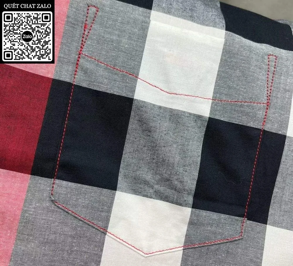 Áo sơ mi BBR nam tay ngắn đỏ kẻ sọc caro like real mã 29a tuyệt phẩm