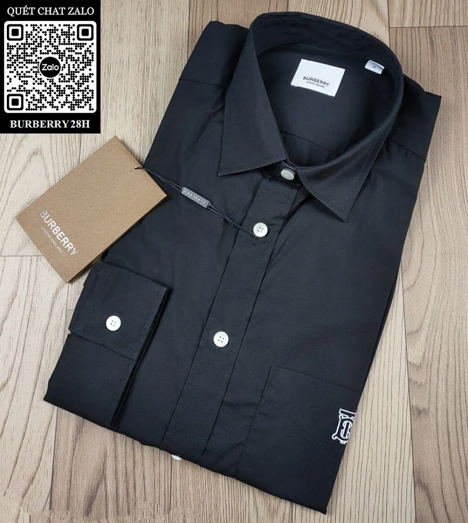Burberry áo sơ mi nam tay ngắn màu trơn BBR cao cấp mã 28h tuyệt vời