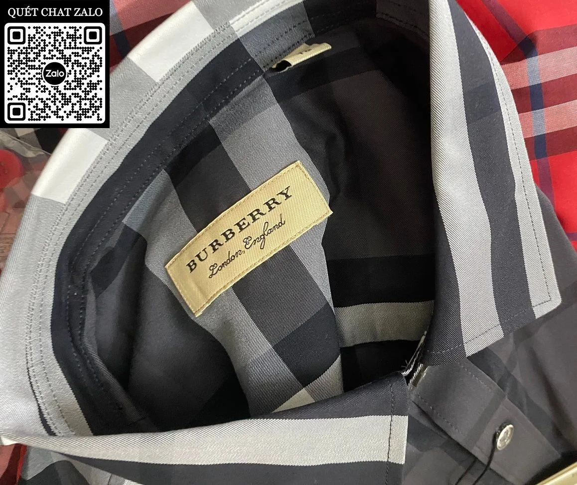 Áo sơ mi Burberry cộc tay nam màu xám kẻ caro trẻ trung mã 4 Áo sơ mi Burberry cộc tay nam màu xám kẻ caro trẻ trung mã 4