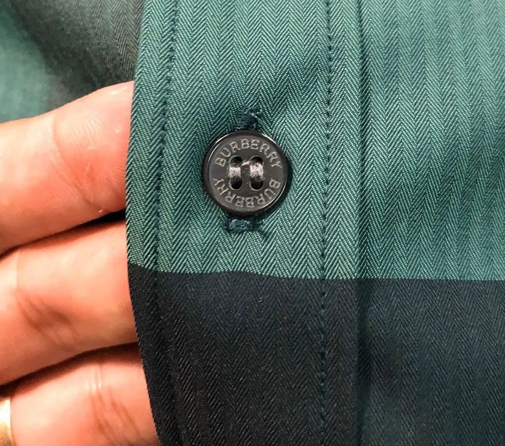 Sơ mi BBR ngắn tay Burberry xanh kẻ sọc caro nam mã 27 tinh tế