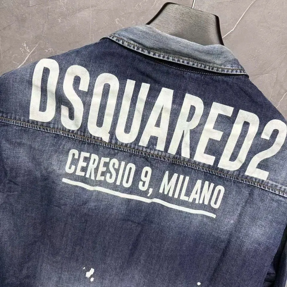 Sơ mi Dsquared jean xanh tay dài nam mã 1 Dsq2 gọn đẹp quý phái sang