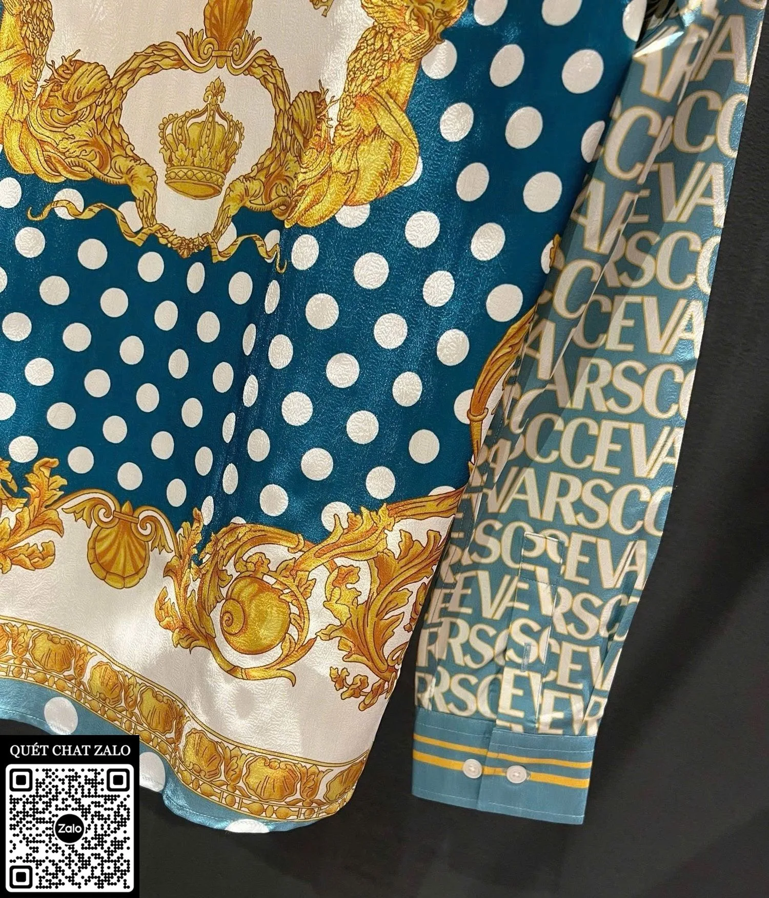 Áo sơ mi nam màu xanh Versace tay dài mã 1 chất số lượng ít đẹp