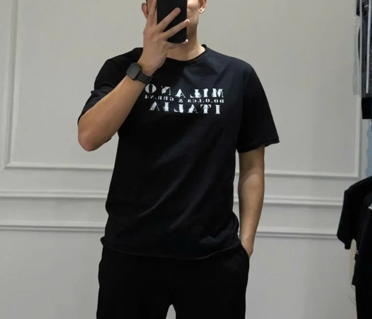 Áo thun đen form rộng áo phông cổ tròn Dolce Gabbana mã 25 nam nữ