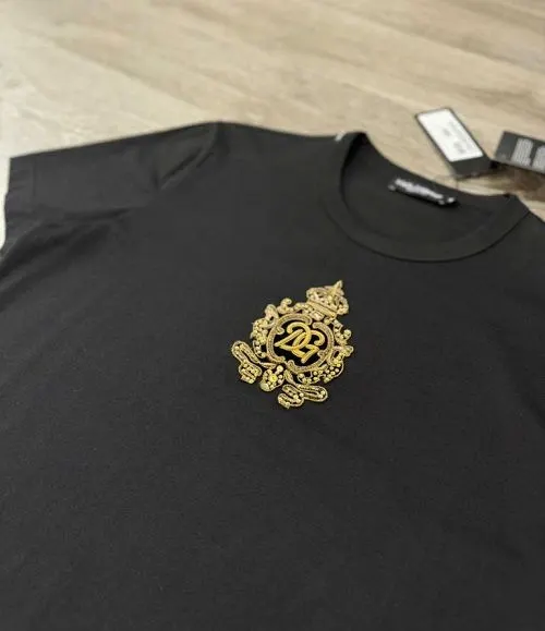 Áo phông đen DG mã 36 cổ tròn nam nữ thiết kế sang trọng mới mẻ