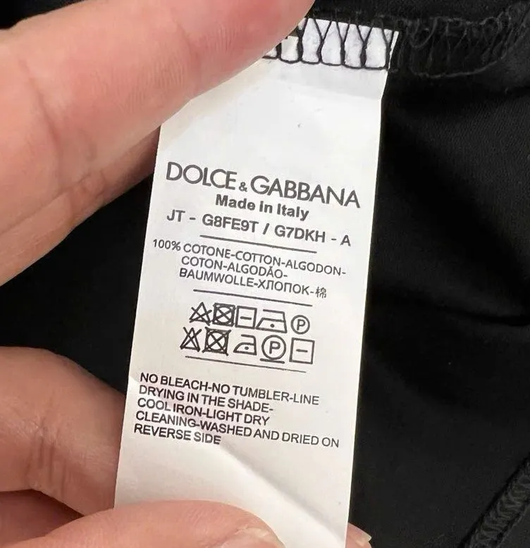 Áo thun đen cổ tròn mã 6 DG phong cách luxury năng động cho nam nữ