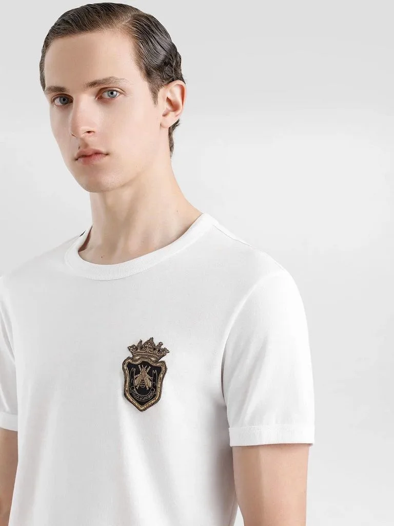 Áo thun trắng cao cấp Dolce mã 11 cổ tròn nam nữ xịn sò đa năng Áo thun trắng cao cấp Dolce mã 11 cổ tròn nam nữ xịn sò đa năng