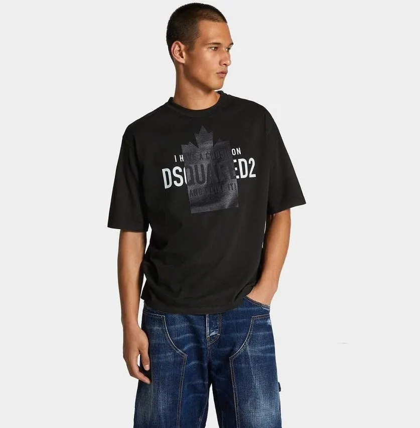 Áo phông nam màu đen siêu phẩm Dsq2 mã 18 cổ tròn nam nữ làm công phu Áo phông nam màu đen siêu phẩm Dsq2 mã 18 cổ tròn nam nữ làm công phu