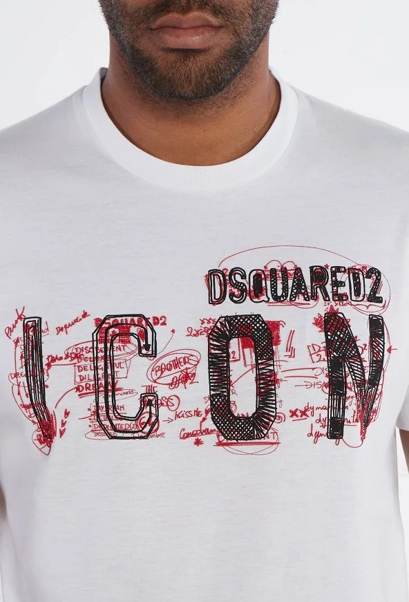 Áo thun Dsquared2 trắng cổ tròn mã 15 nam nữ cao cấp hợp lý