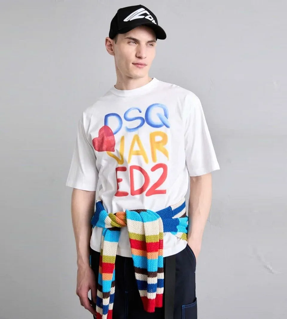 Áo thun phông Dsquared2 #EANF# màu trắng cổ tròn nam nữ mã 21 sang trọng