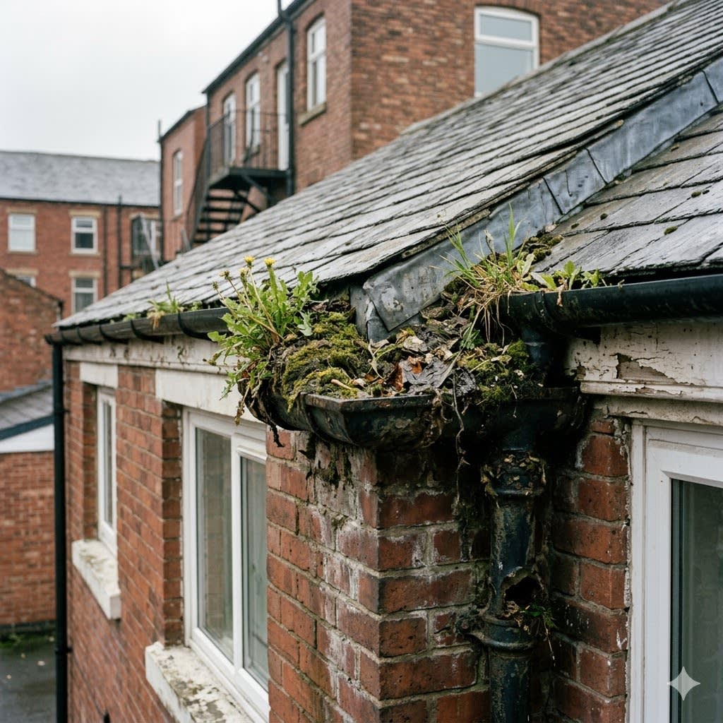 Commercial Unit Gutters Before