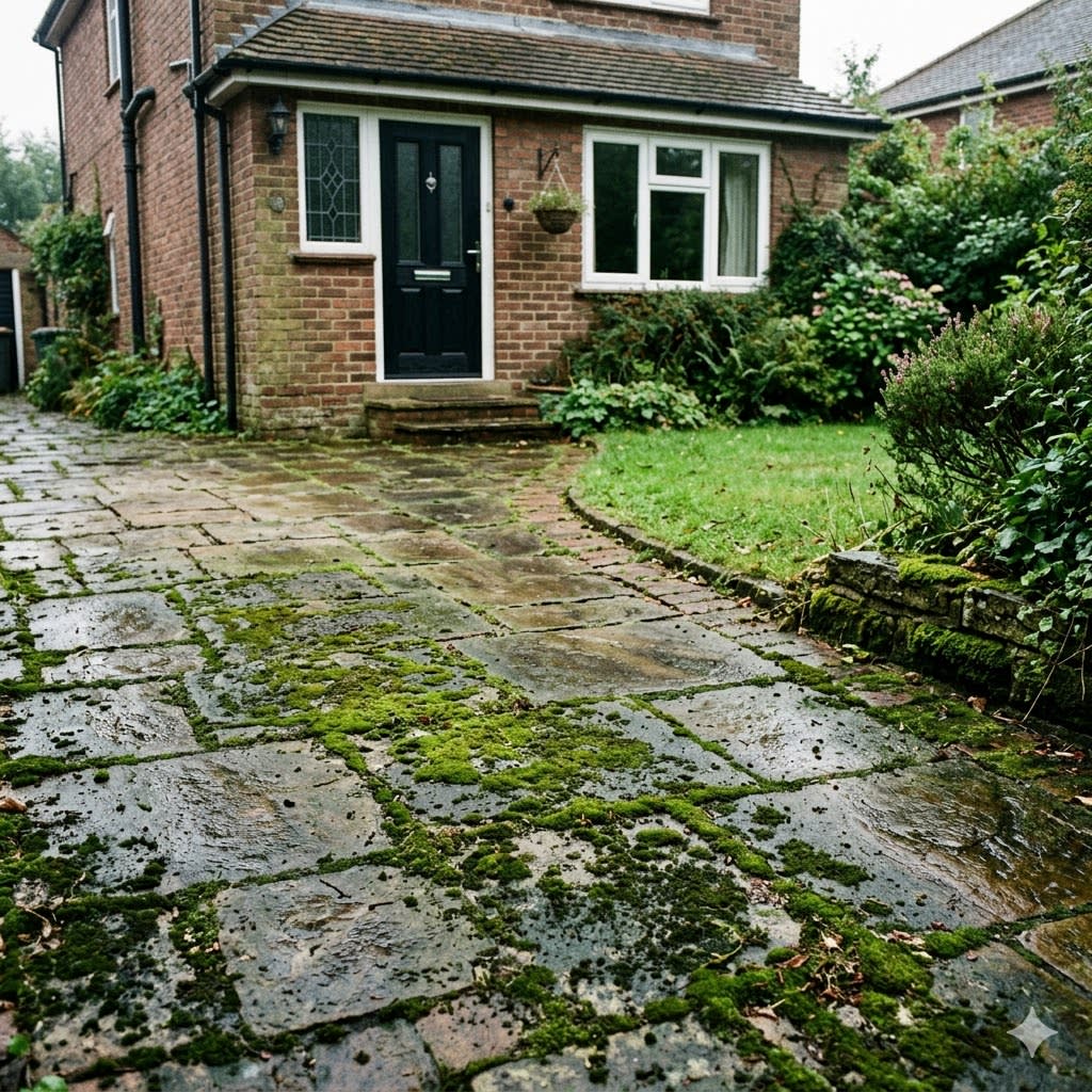 Pathway Algae Scrub Before