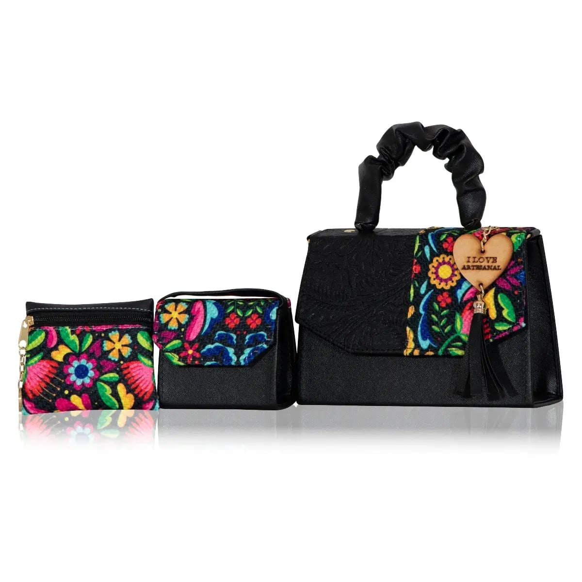 Set Crossbody de 3 piezas Artesanal Mexicana Rea – Elegancia que Conquista Miradas 2 Set Crossbody de 3 piezas Artesanal Mexicana Rea – Elegancia que Conquista Miradas - Imagen 2