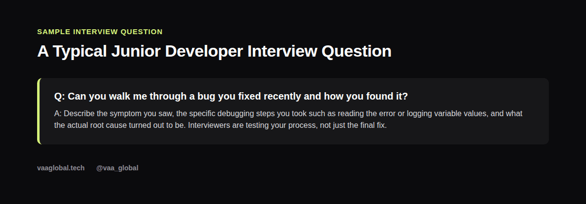 Sample junior developer interview question and answer