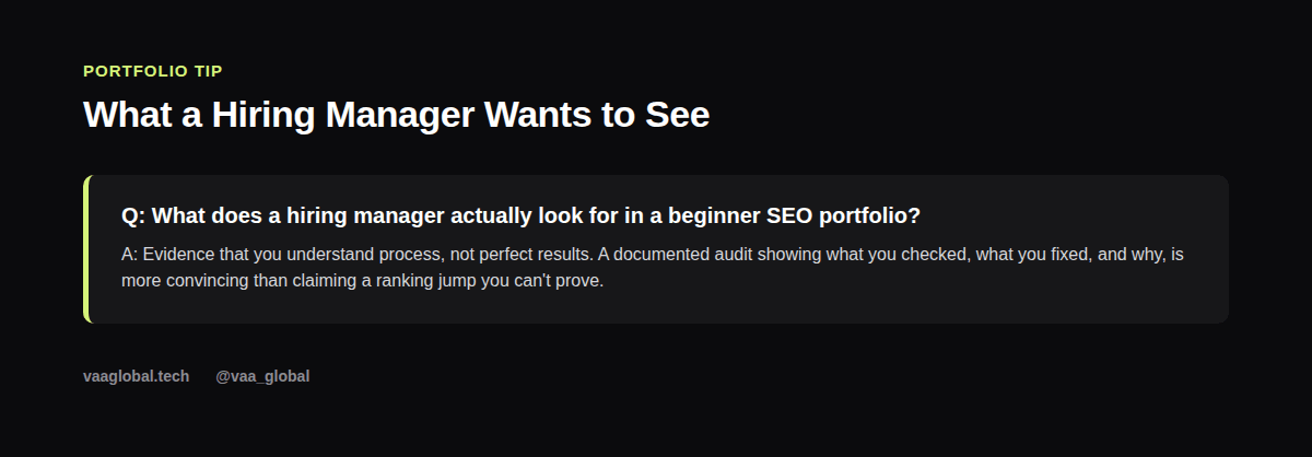 What a hiring manager wants to see in a beginner SEO portfolio