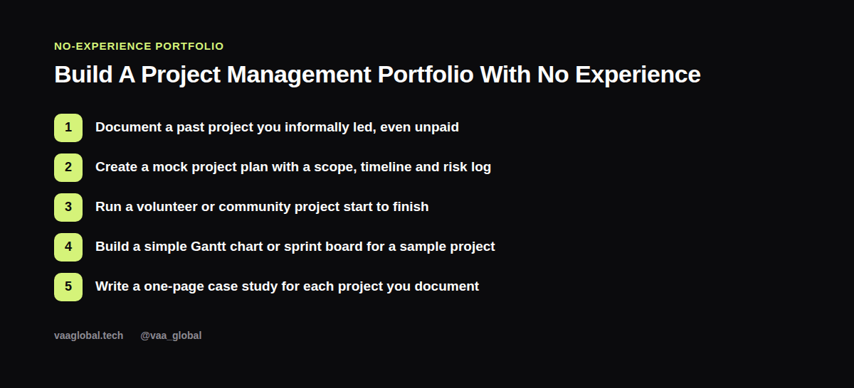 Five steps to build a project management portfolio with no experience