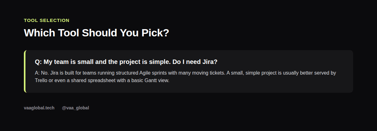 Sample question and answer on choosing the right PM tool