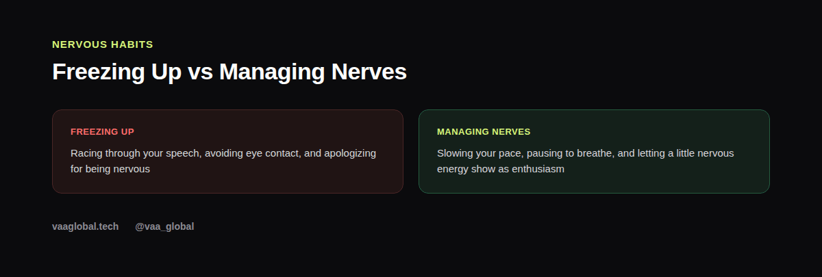 Freezing up versus managing nerves while presenting