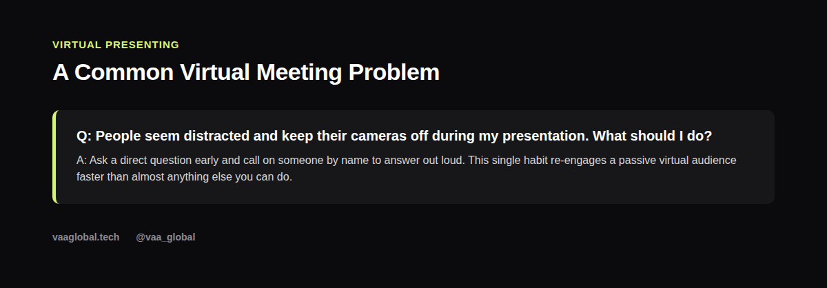 Common virtual meeting engagement problem and fix