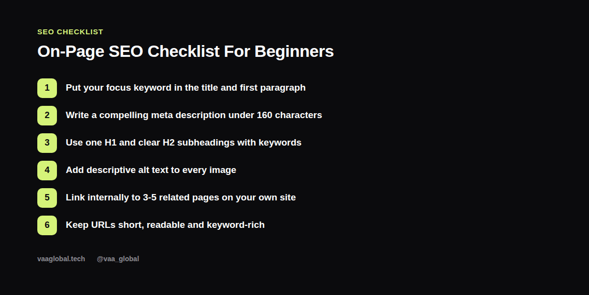 Six-point on-page SEO checklist for beginners