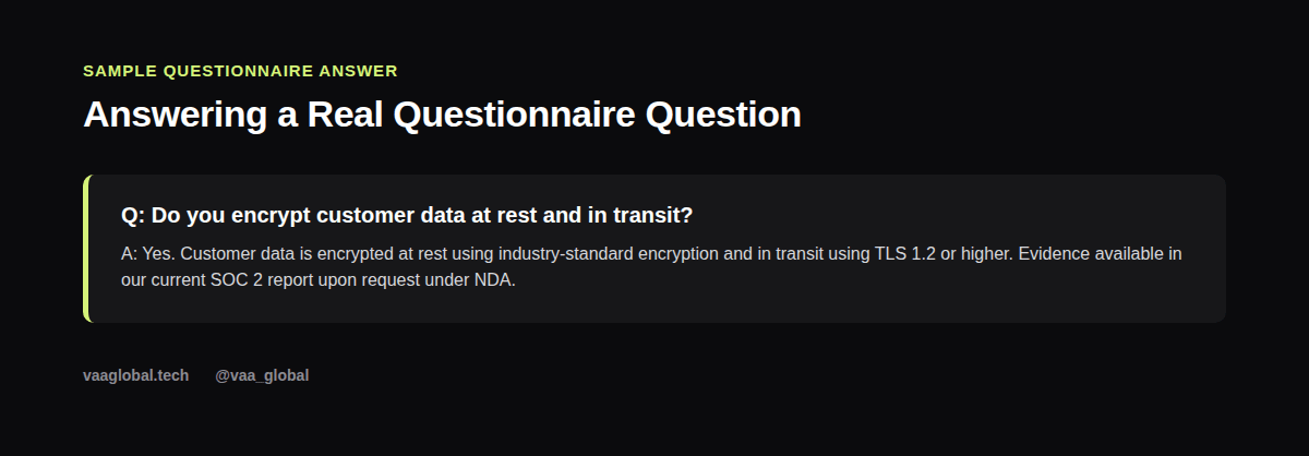 Sample answer to a security questionnaire question