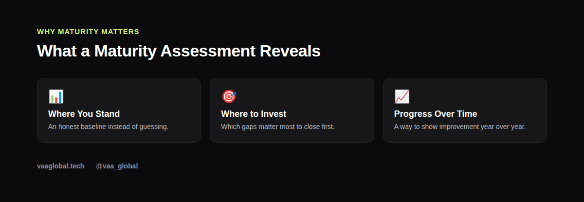 Grid showing what a GRC maturity assessment reveals