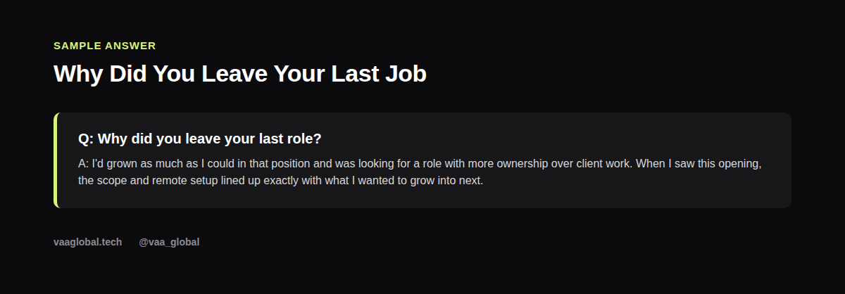 Sample strong answer to why did you leave your last job