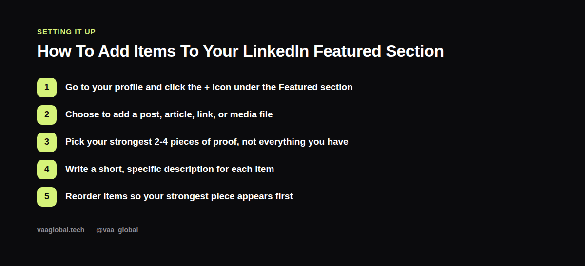 Steps to add items to your LinkedIn Featured section