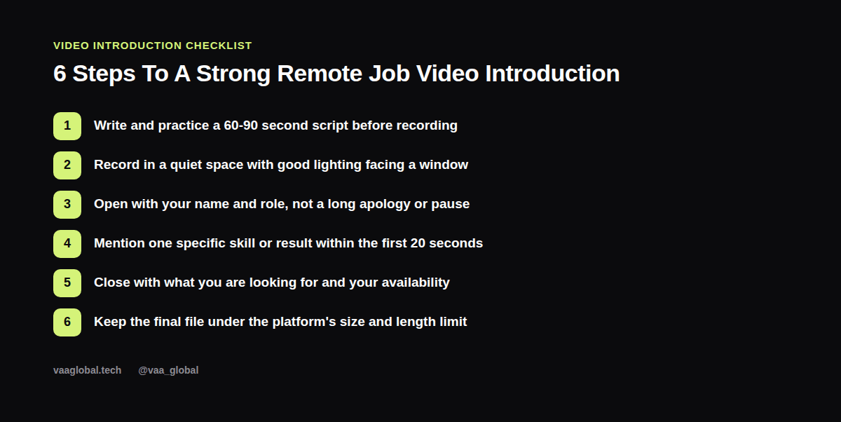 Six steps to a strong remote job video introduction