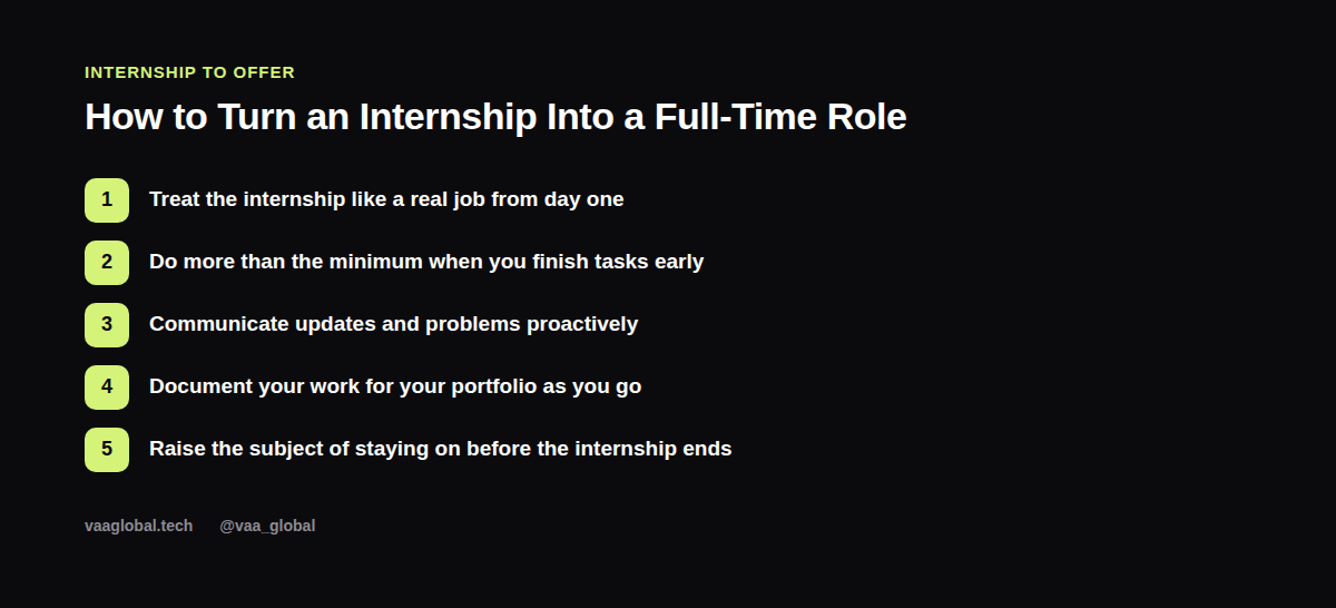 Steps for turning an internship into a full-time job offer