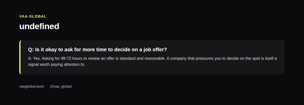 Is it okay to ask for more time to decide on a job offer