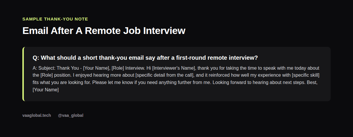 Sample thank-you email after a remote job interview