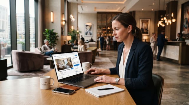  Hospitality marketing professional managing hotel OTA listings and social media for guest bookings
