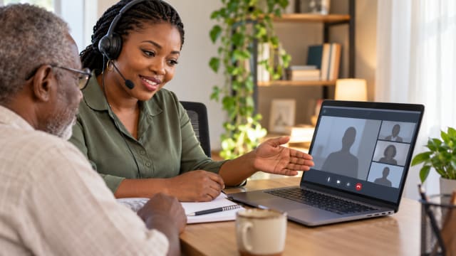 Telehealth assistant helping a patient prepare for a virtual appointment