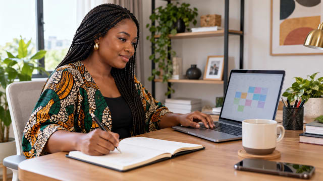 Medical virtual assistant checking a work calendar and schedule