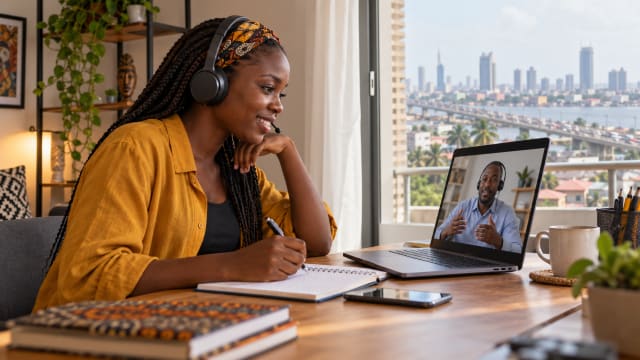 Customer service professional practising support workflows on a laptop