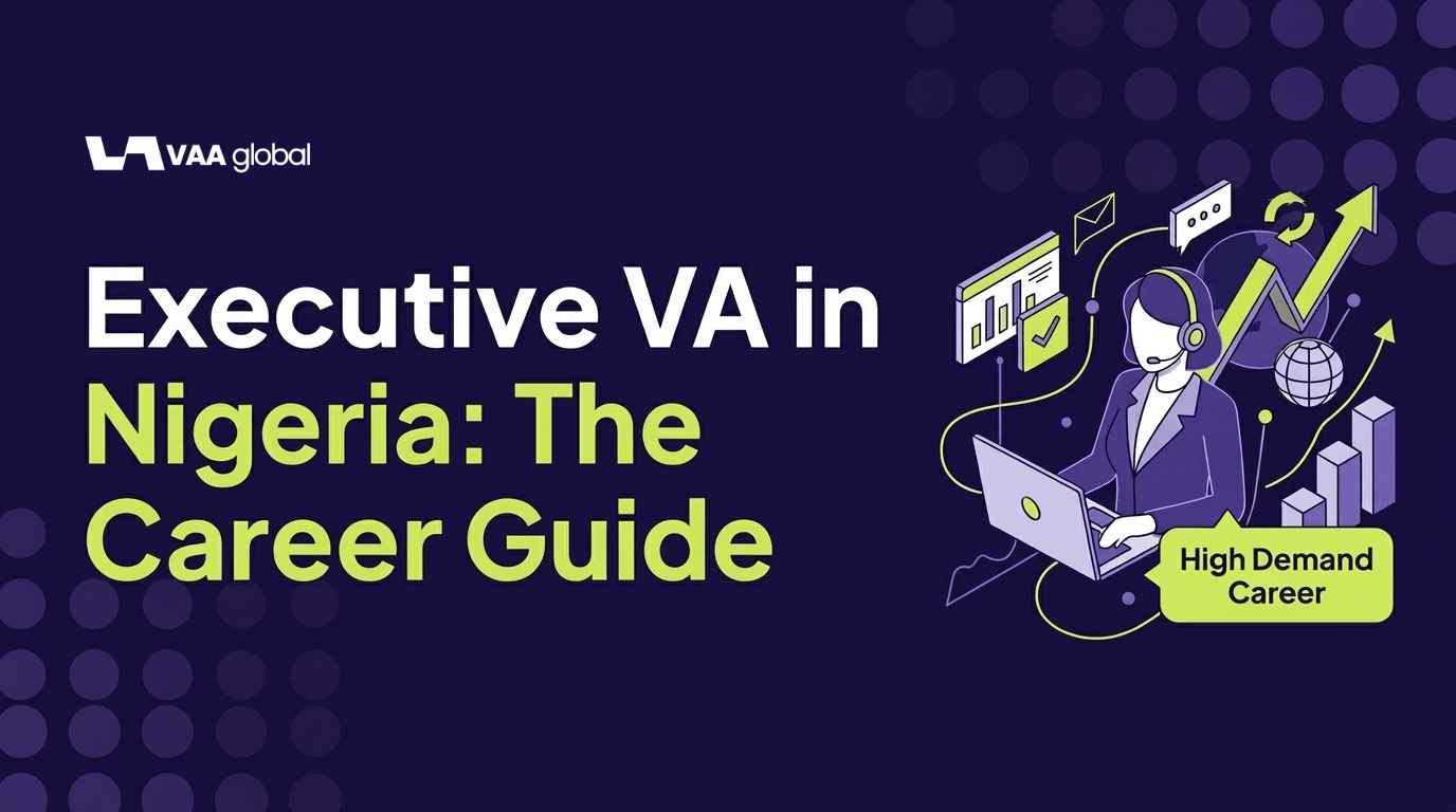 How to become an Executive Virtual Assistant in Nigeria blog featured image with professional branding