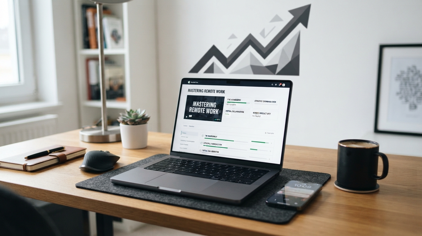 Laptop displaying online course