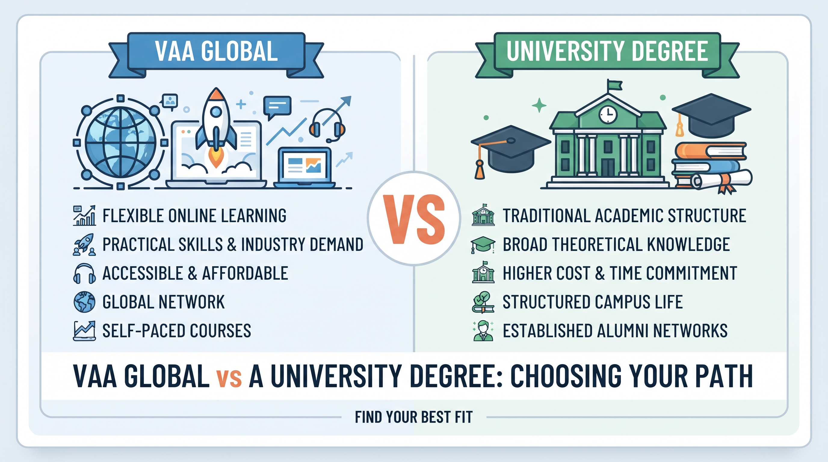 VAA Global vs a University Degree: Which Gets You Hired Faster?