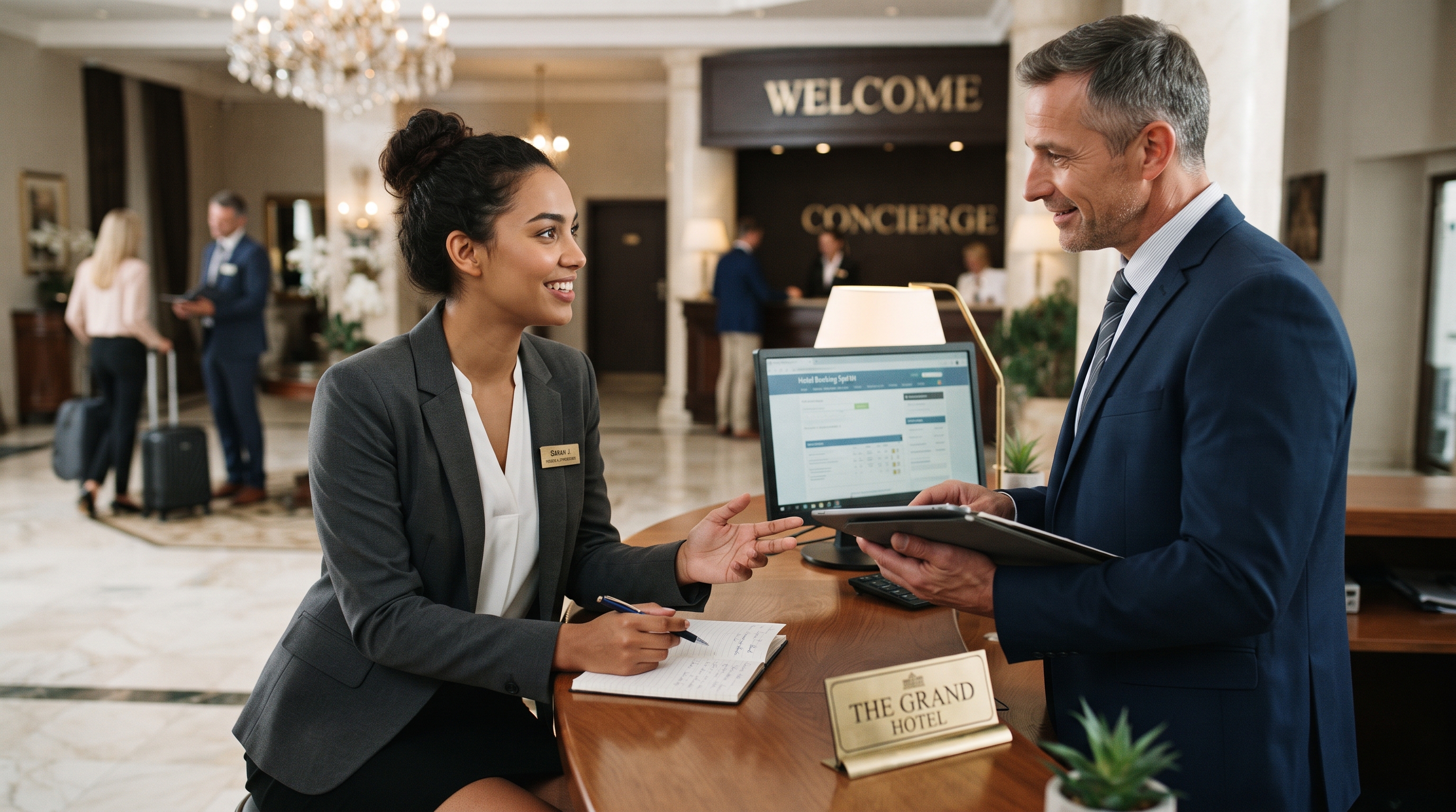 Hospitality management graduate demonstrating employable skills during a hotel job interview