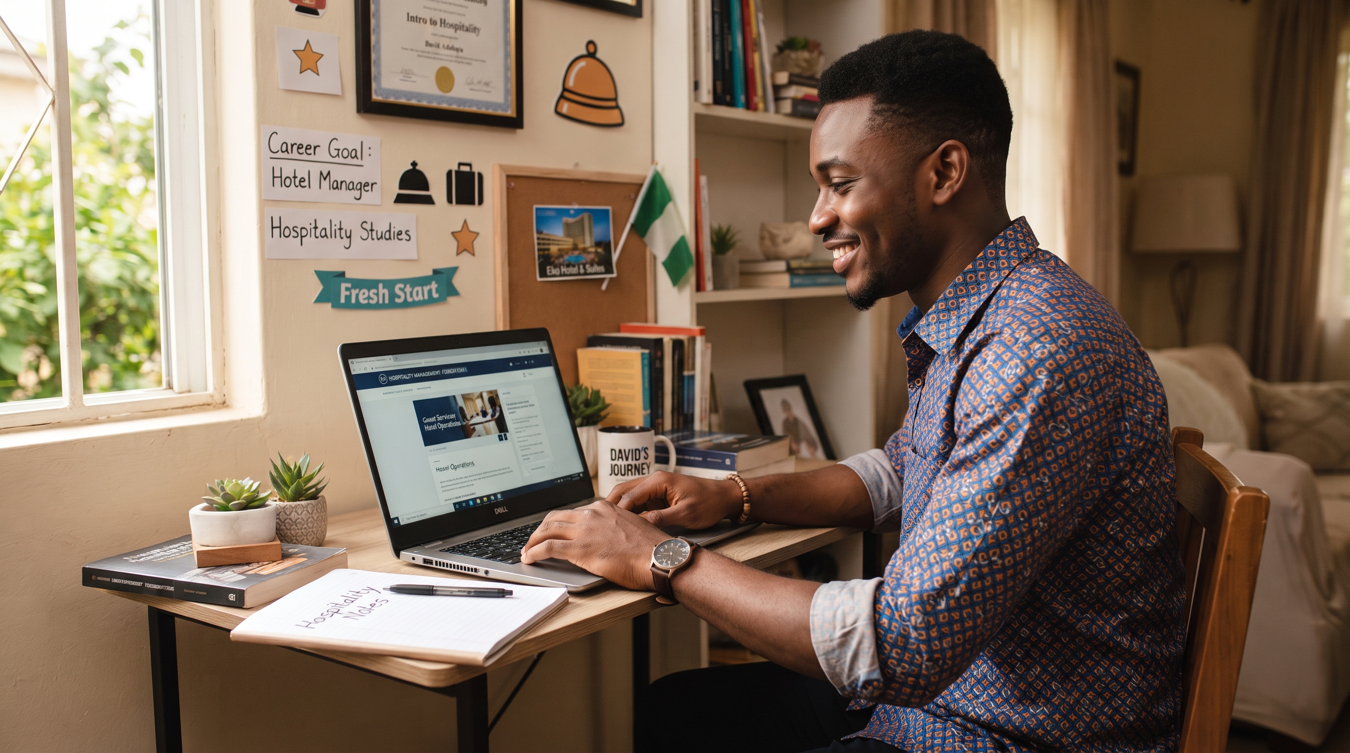 Nigerian career changer starting a career in hospitality with no experience through online training