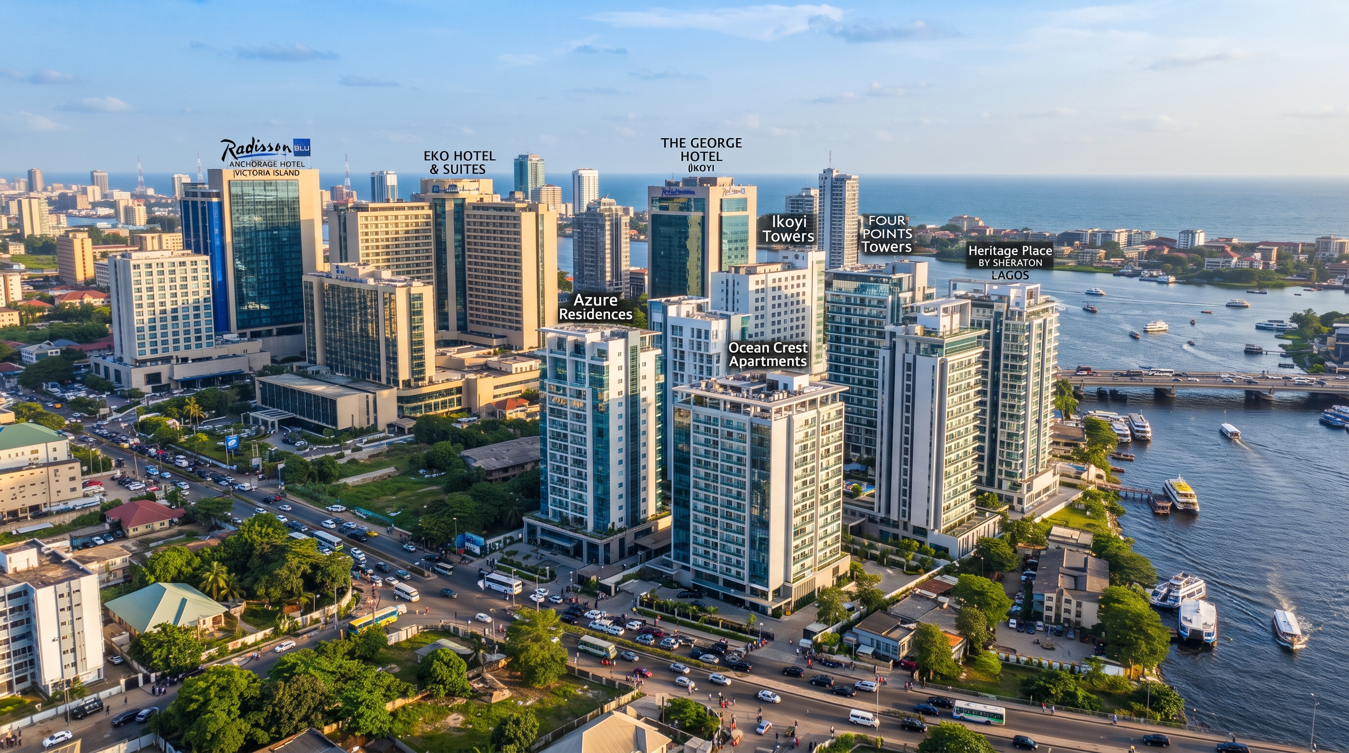 Lagos skyline representing hospitality industry trends in Nigeria including hotel and short-let apartment growth