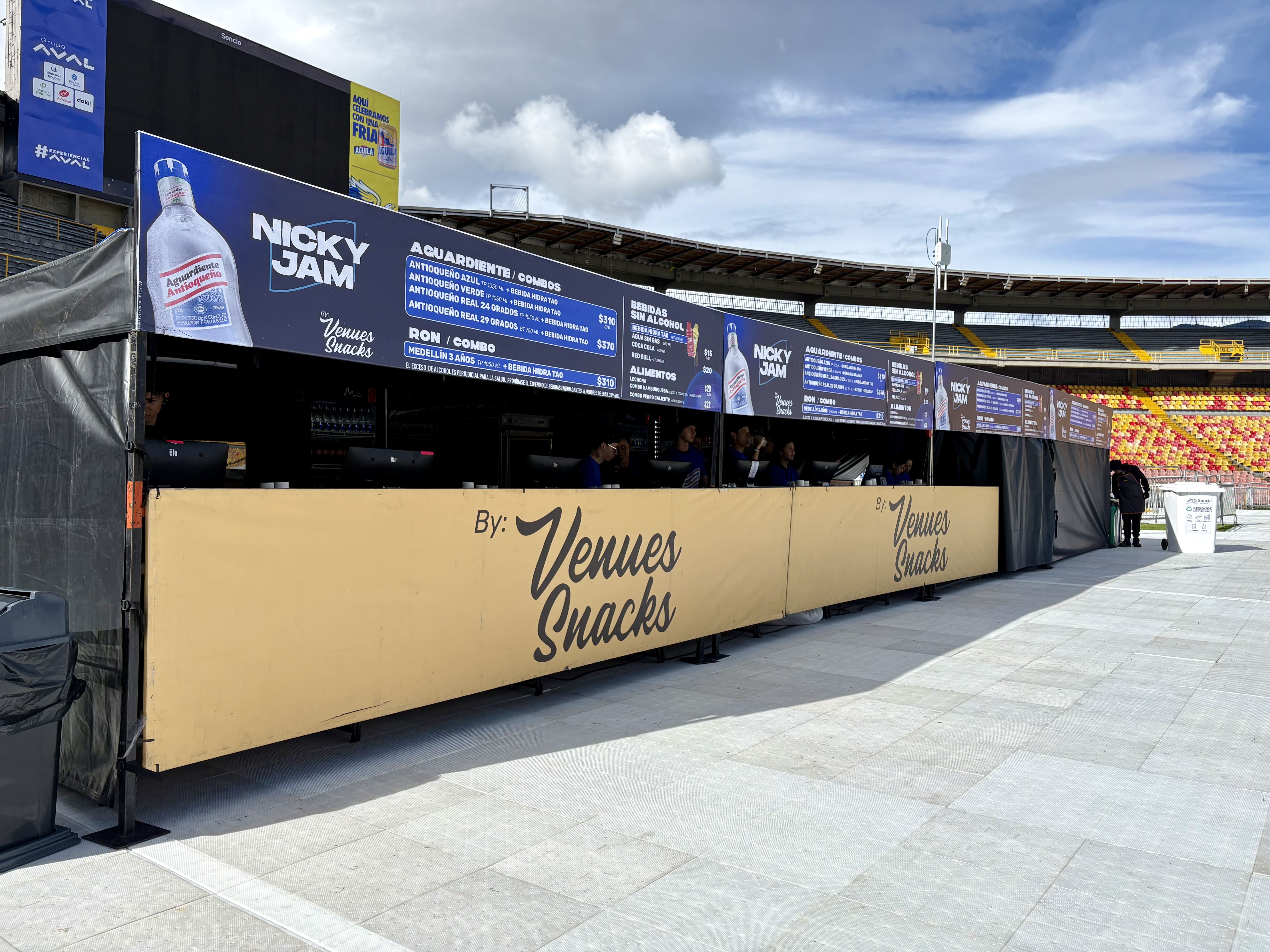 Operación de Venues Snacks en el concierto de Nicky Jam