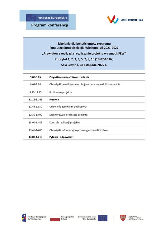 Zdjęcie numer 1 do artykułu pt.: Szkolenie „Prawidłowa realizacja i rozliczanie projektu w ramach FEW” – Priorytet 8