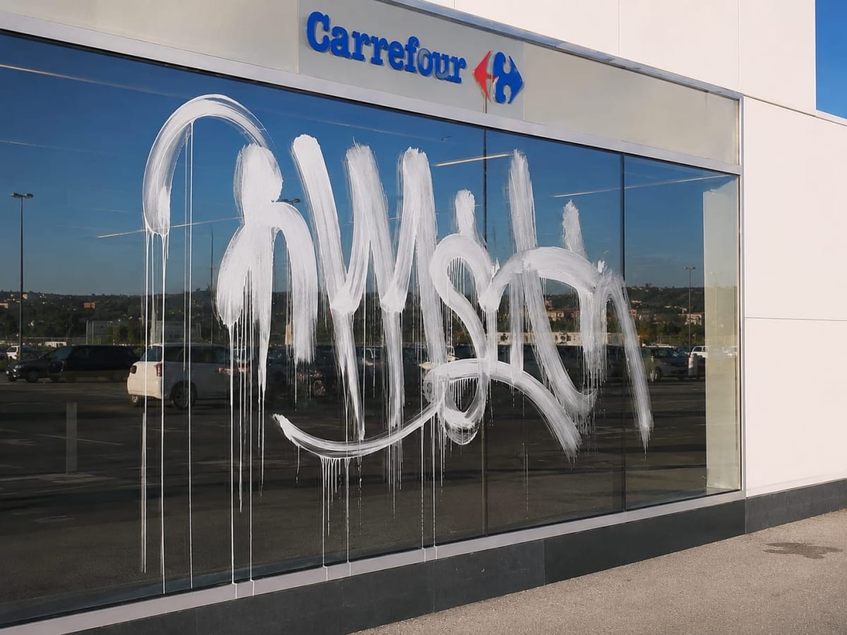 Nettoyage graffiti Carrefour Marseille avant – Nature Clean