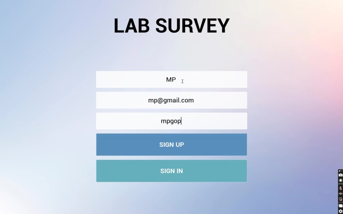 Lab Survey window screen 1